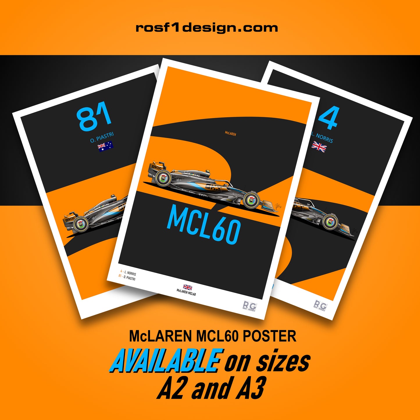 McLaren MCL60 L.Norris O.Piastri Poster A2/A3