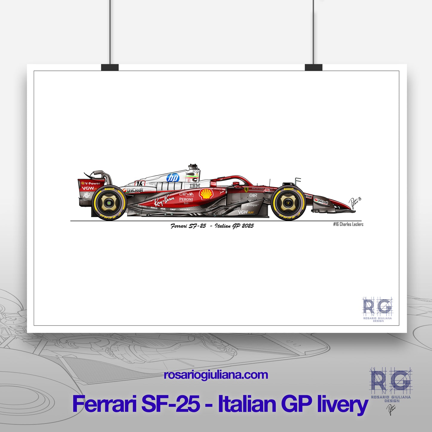Ferrari SF-25 Italian GP 2025 Niki Lauda livery Poster