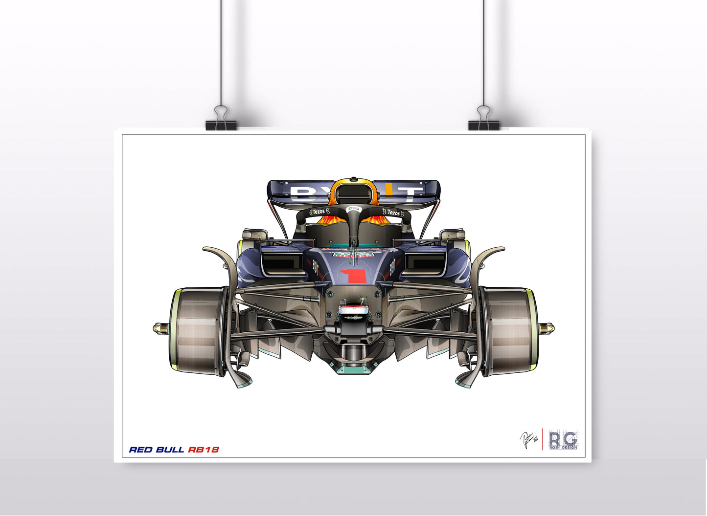 Tech Red Bull RB18 - Chassis sketch - F1 Art Print A2 A3
