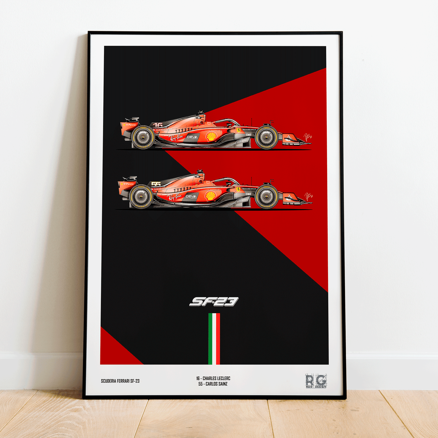 Ferrari SF-23 Leclerc and Sainz - Poster A2/A3