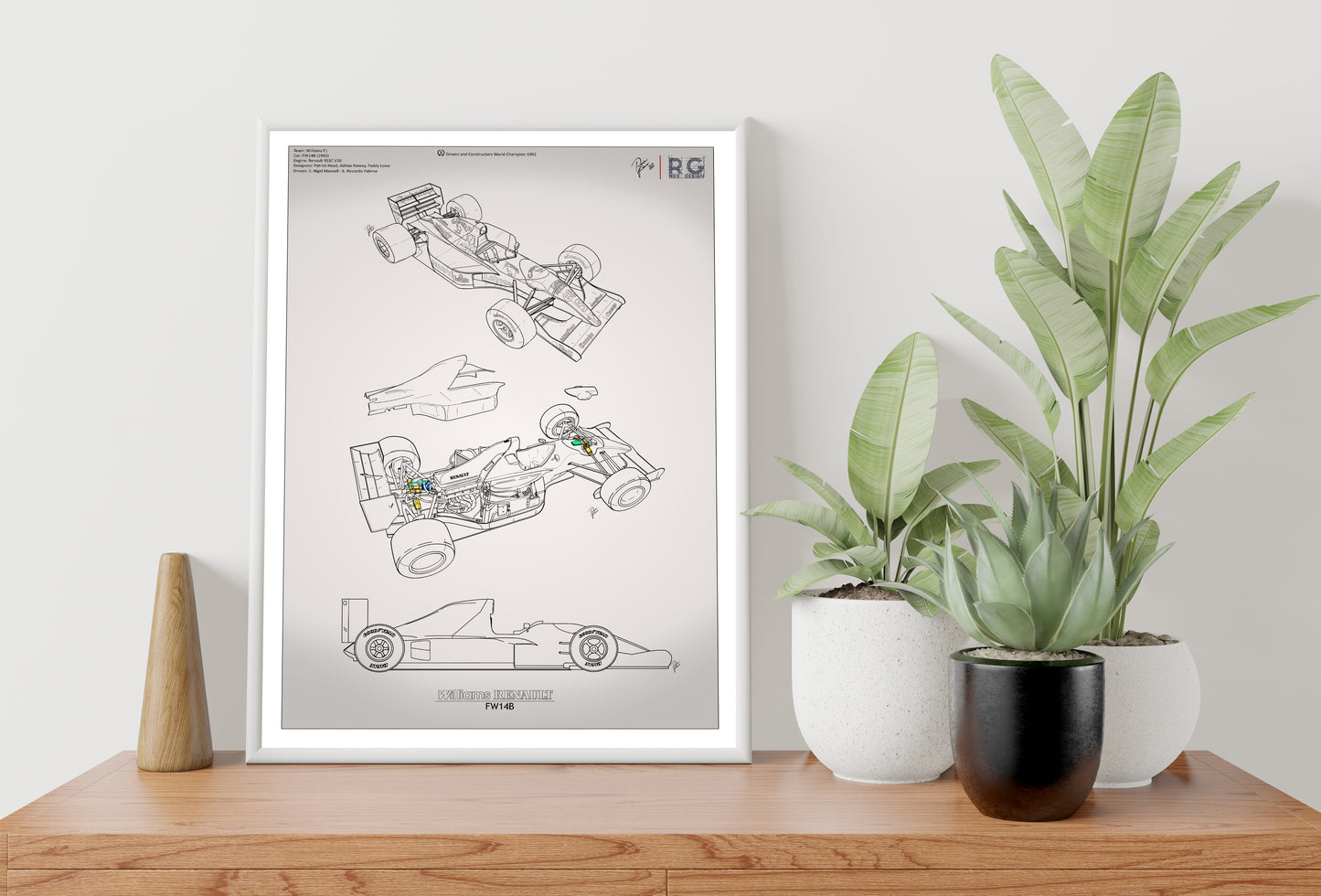 F1 Tech - Williams FW14B Technical Drawings - Poster - A2/A3