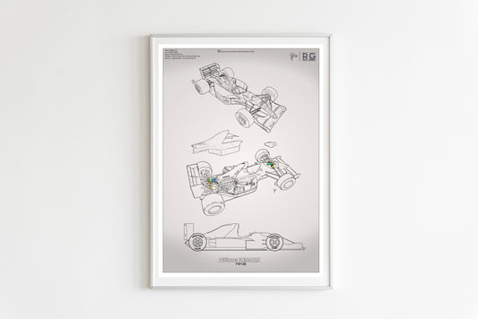 F1 Tech - Williams FW14B Technical Drawings - Poster - A2/A3