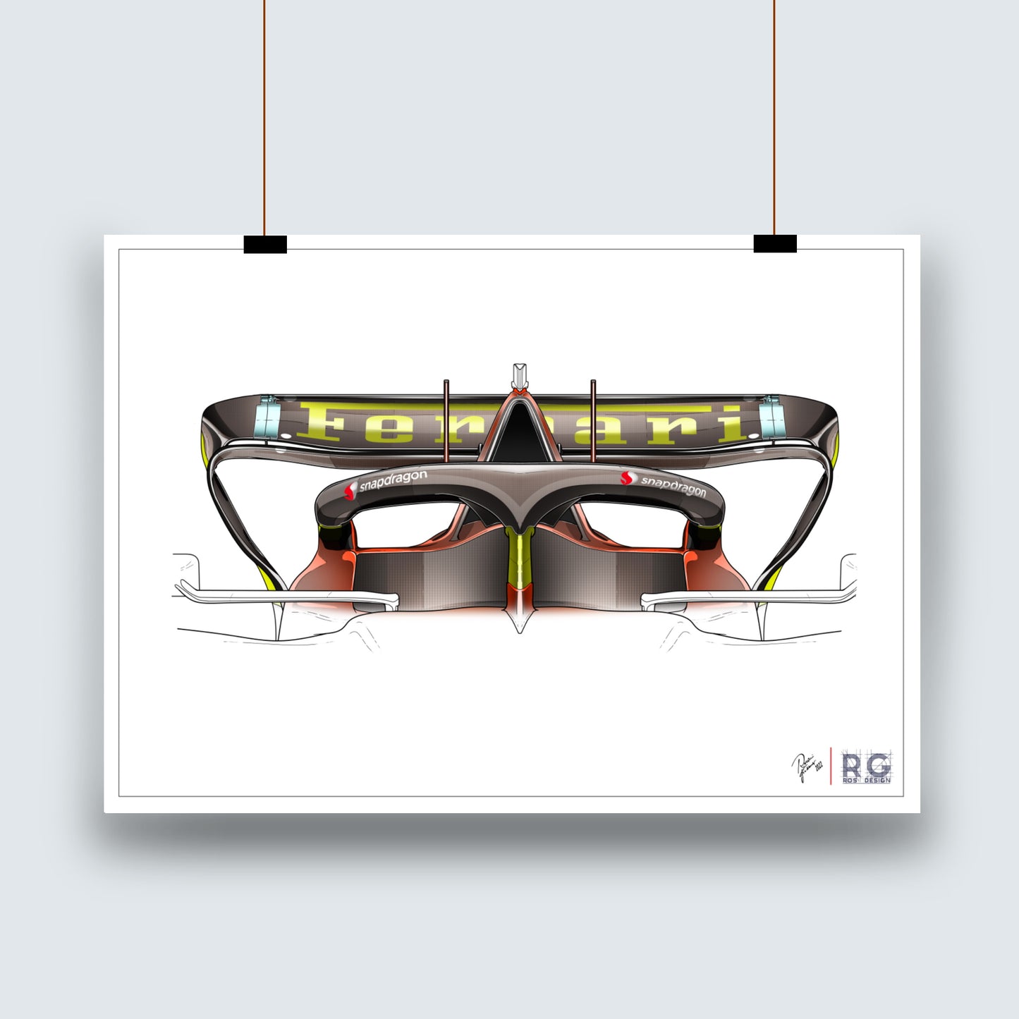 F1 Tech sketch rear wing F1-75 Monza 2022 Art Print - Poster - A2/A3