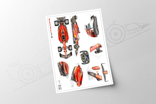 Ferrari F1-75 F1 Tech Art Print A2 A3
