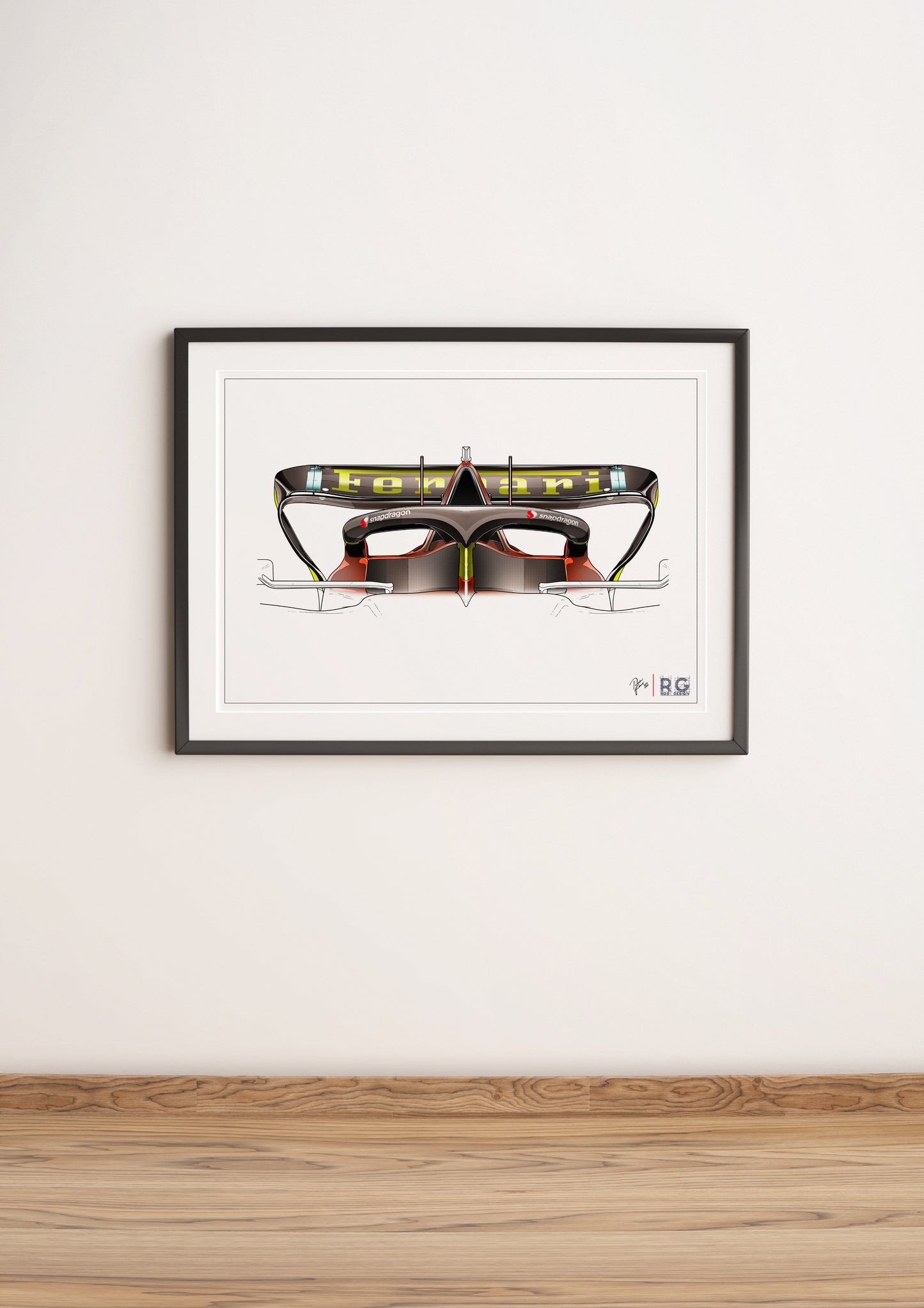 F1 Tech sketch rear wing F1-75 Monza 2022 Art Print - Poster - A2/A3