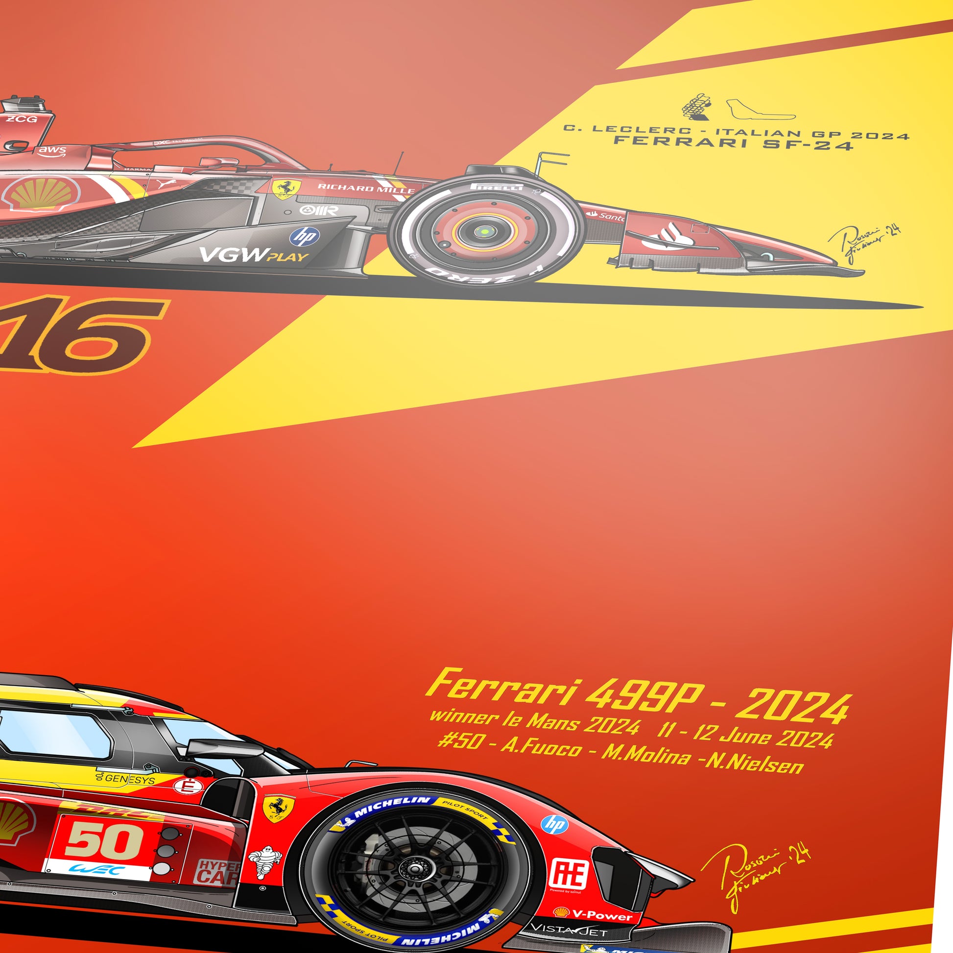 Poster La Ferrari 499P duella sotto il sole alla 24 Ore di Le Mans 2024 – Compra poster e quadri online Poster La Ferrari 499P duella sotto il sole alla 24 Ore di Le Mans 2024 – Compra poster e quadri online