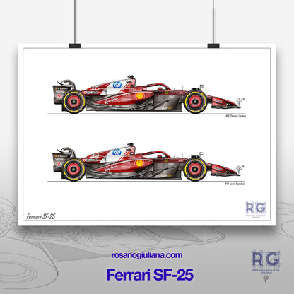 Ferrari SF-25 illustrations Poster - A2/A3