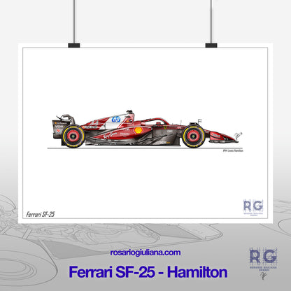 Ferrari SF-25 illustrations Poster - A2/A3