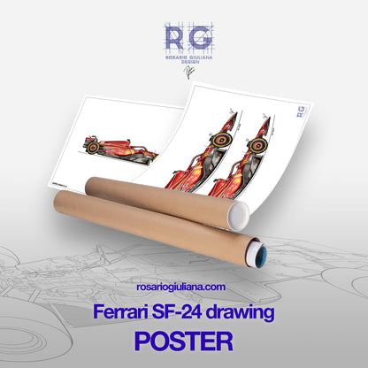 Ferrari SF-24 - #16 Lercler  #55 Sainz  - Poster - A2/A3