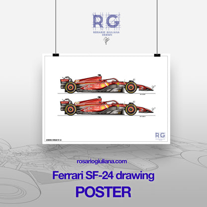 Ferrari SF-24 - #16 Lercler  #55 Sainz  - Poster - A2/A3