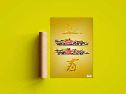 Ferrari F1-75 "Giallo Modena 75 years" Leclerc and Sainz  - Poster - A2/A3