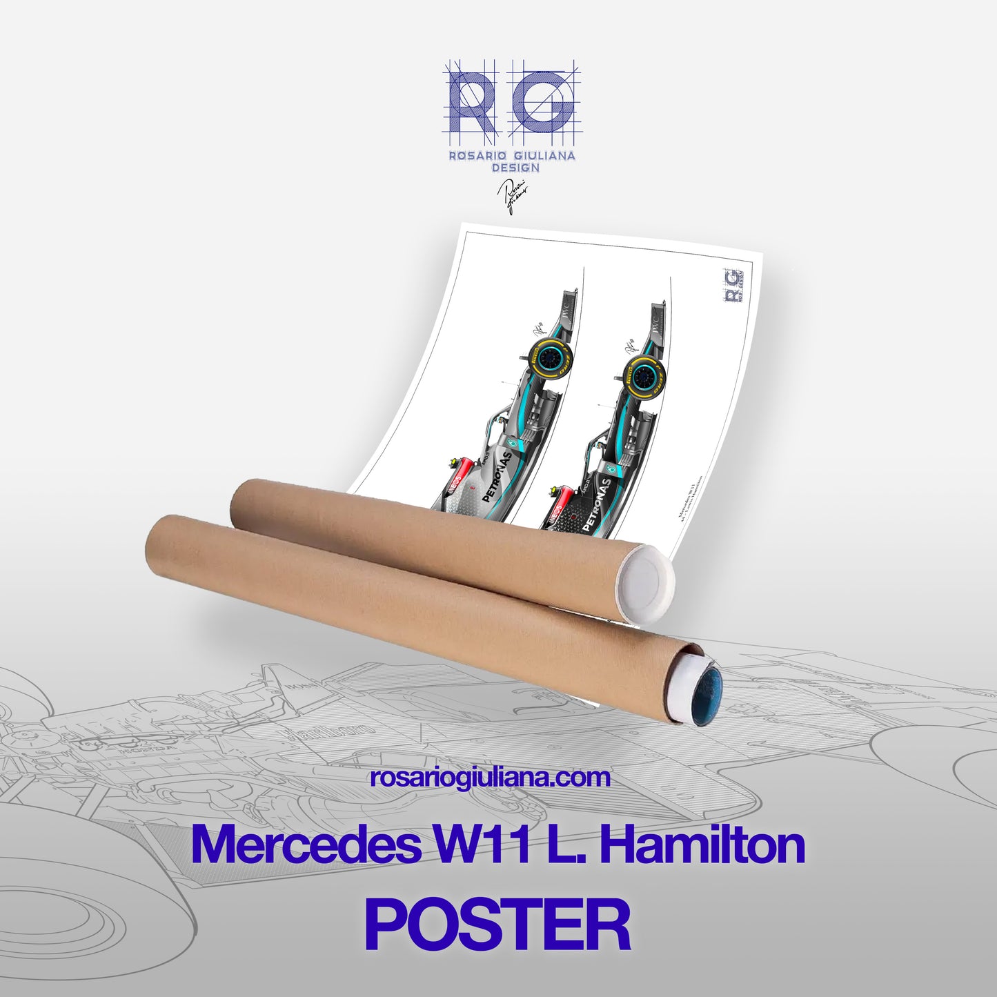 Lewis Hamilton Mercedes W11 double livery Poster A2 A3