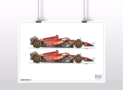 Ferrari SF-24 - #16 Lercler  #55 Sainz  - Poster - A2/A3