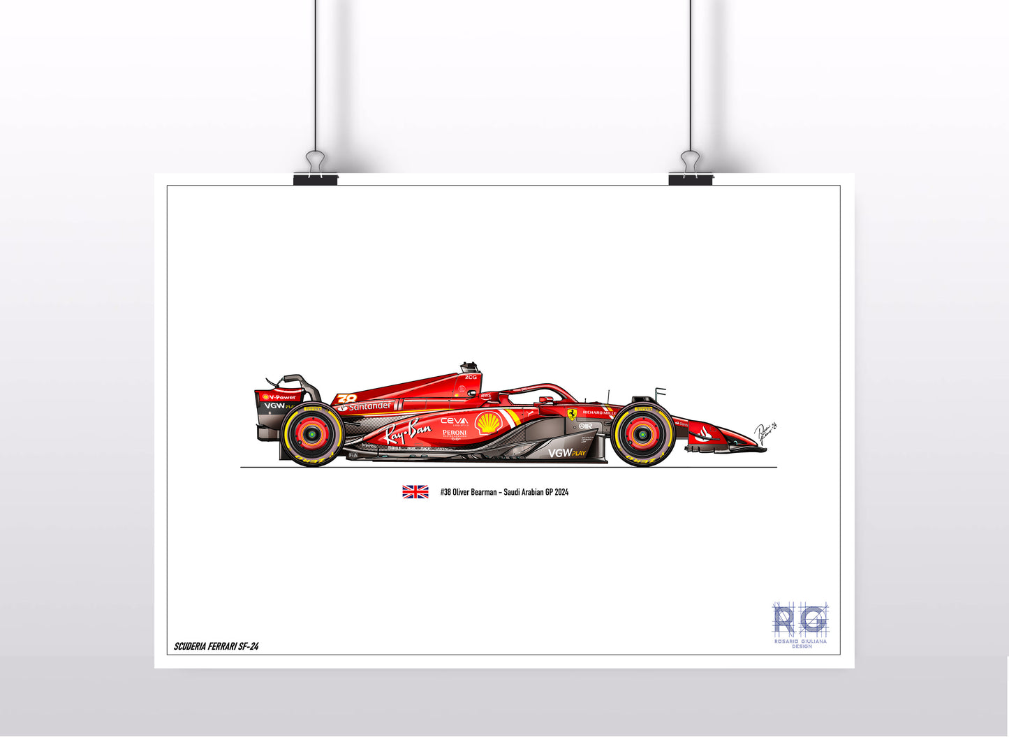 Oliver Bearman - Scuderia Ferrari SF-24 - Poster - A2/A3