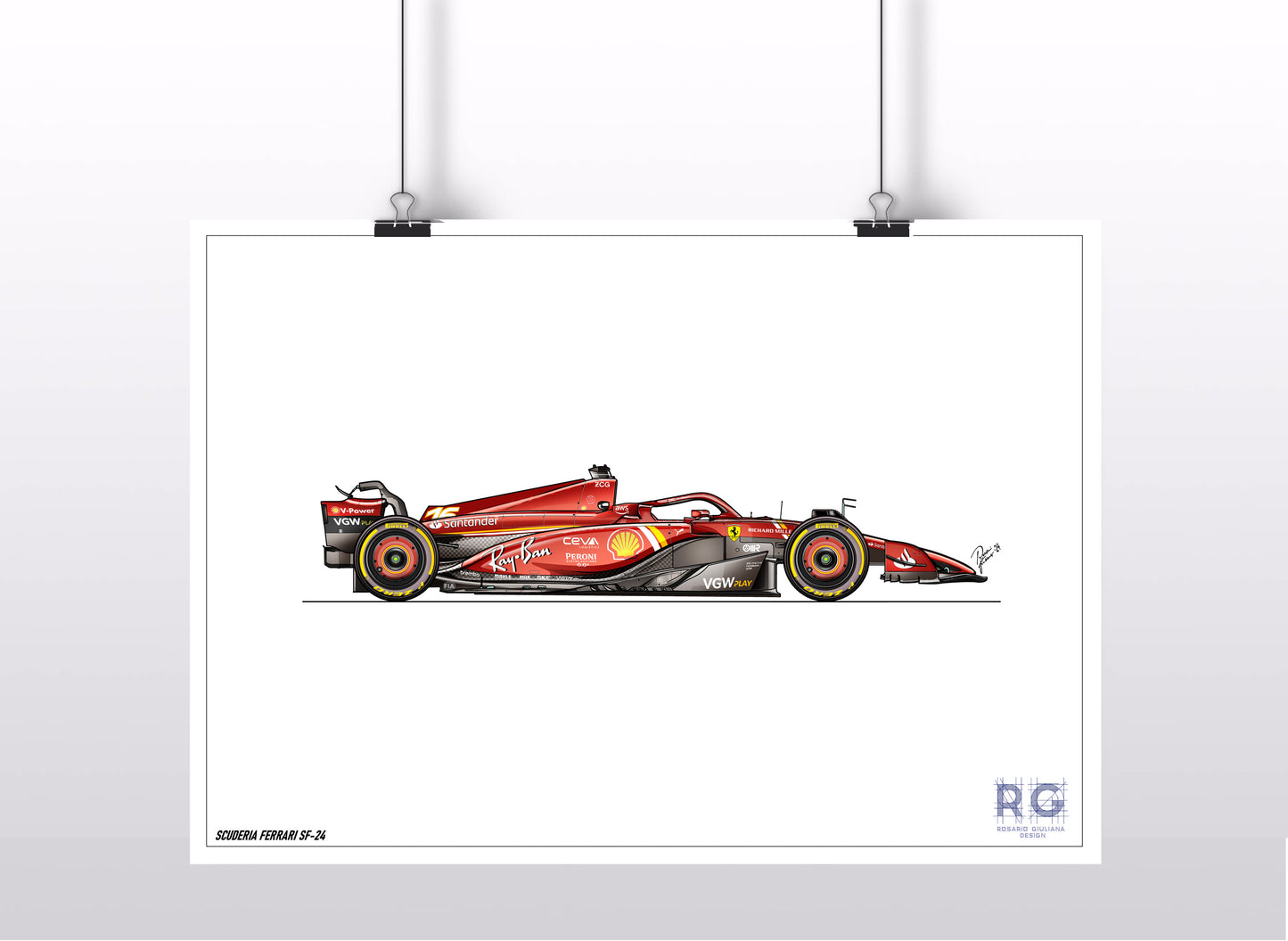 Ferrari SF-24 drawing - Poster - A2/A3