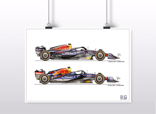 Sergio Perez's car Red Bull RB18, RB19 - Poster