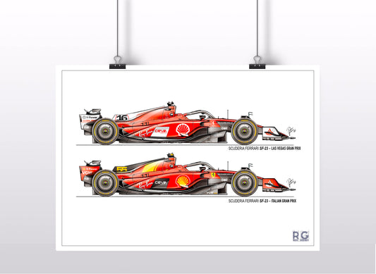 Ferrari SF-23 Special livery Las Vegas and Monza - Poster A2/A3