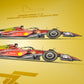Ferrari F1-75 "Giallo Modena 75 years" Leclerc and Sainz  - Poster - A2/A3