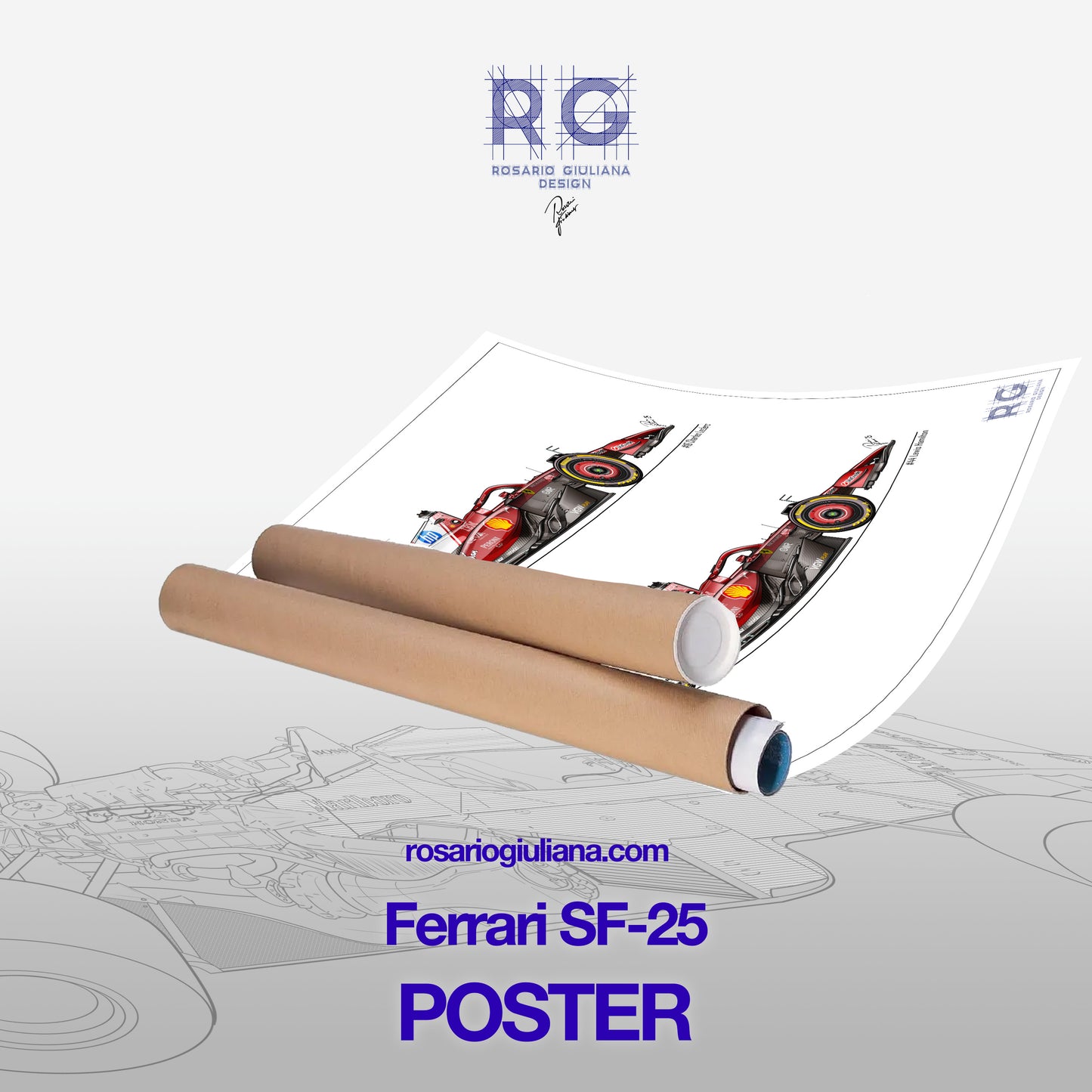 Ferrari SF-25 illustrations Poster - A2/A3