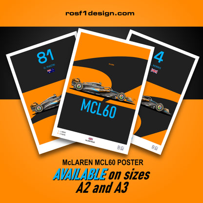 McLaren MCL60 L.Norris O.Piastri Poster A2/A3