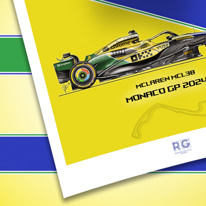 McLaren MCL38 - Ayrton Senna 30 years livery - Monaco GP  - Poster A2/A3