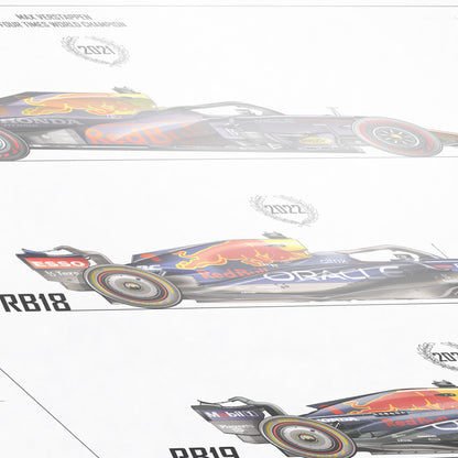 Verstappen Four Time World Champion cars poster