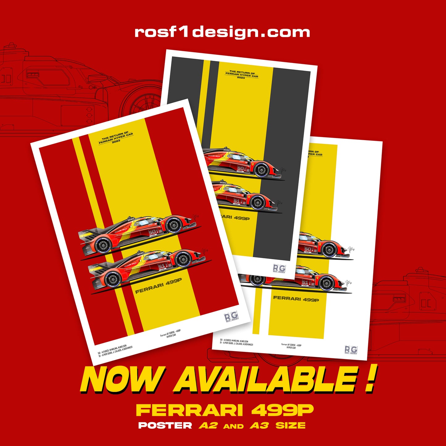 Ferrari 499P HYPER CAR  Poster A2/A3