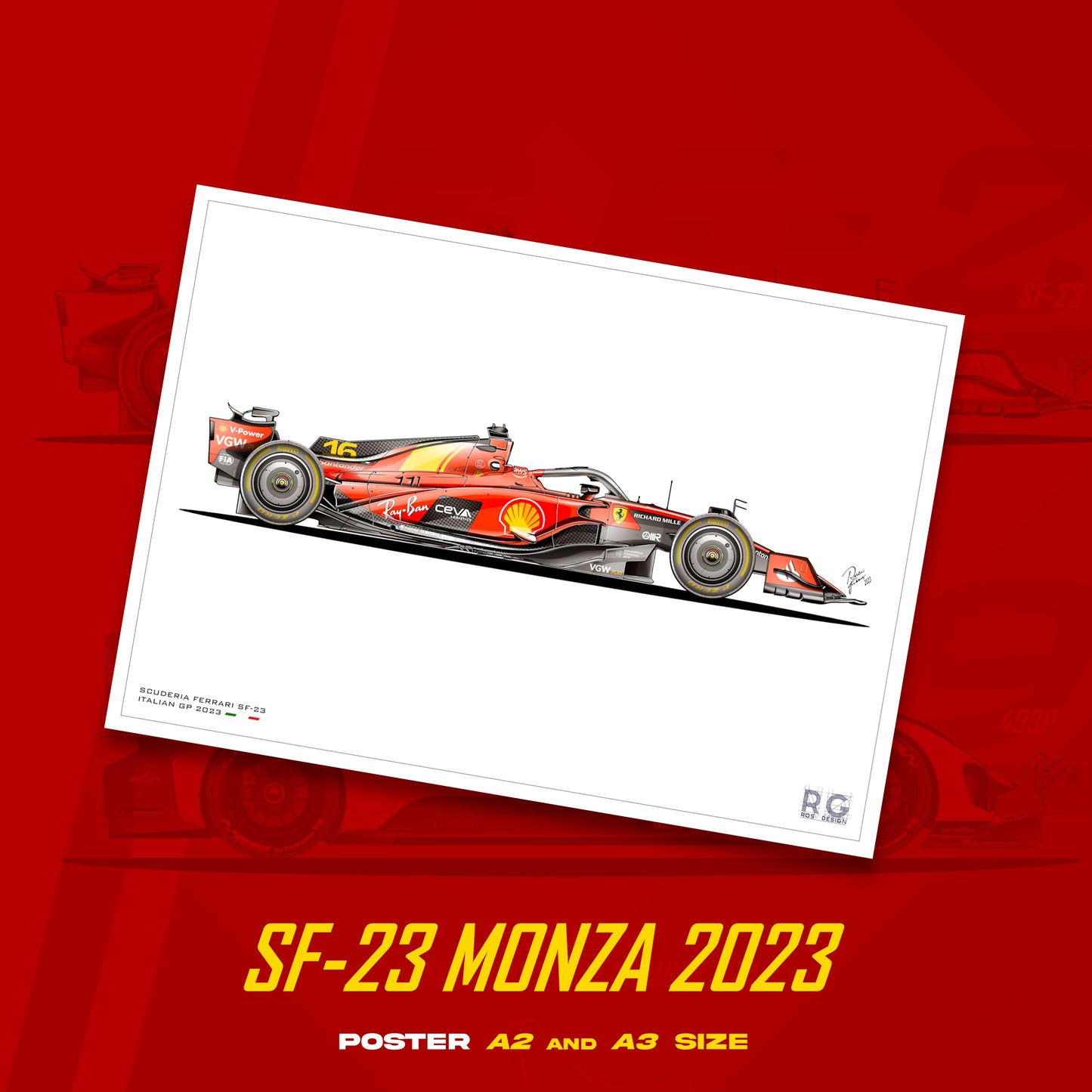 Ferrari SF-23 Monza 2023 Livery  - Poster - A2/A3