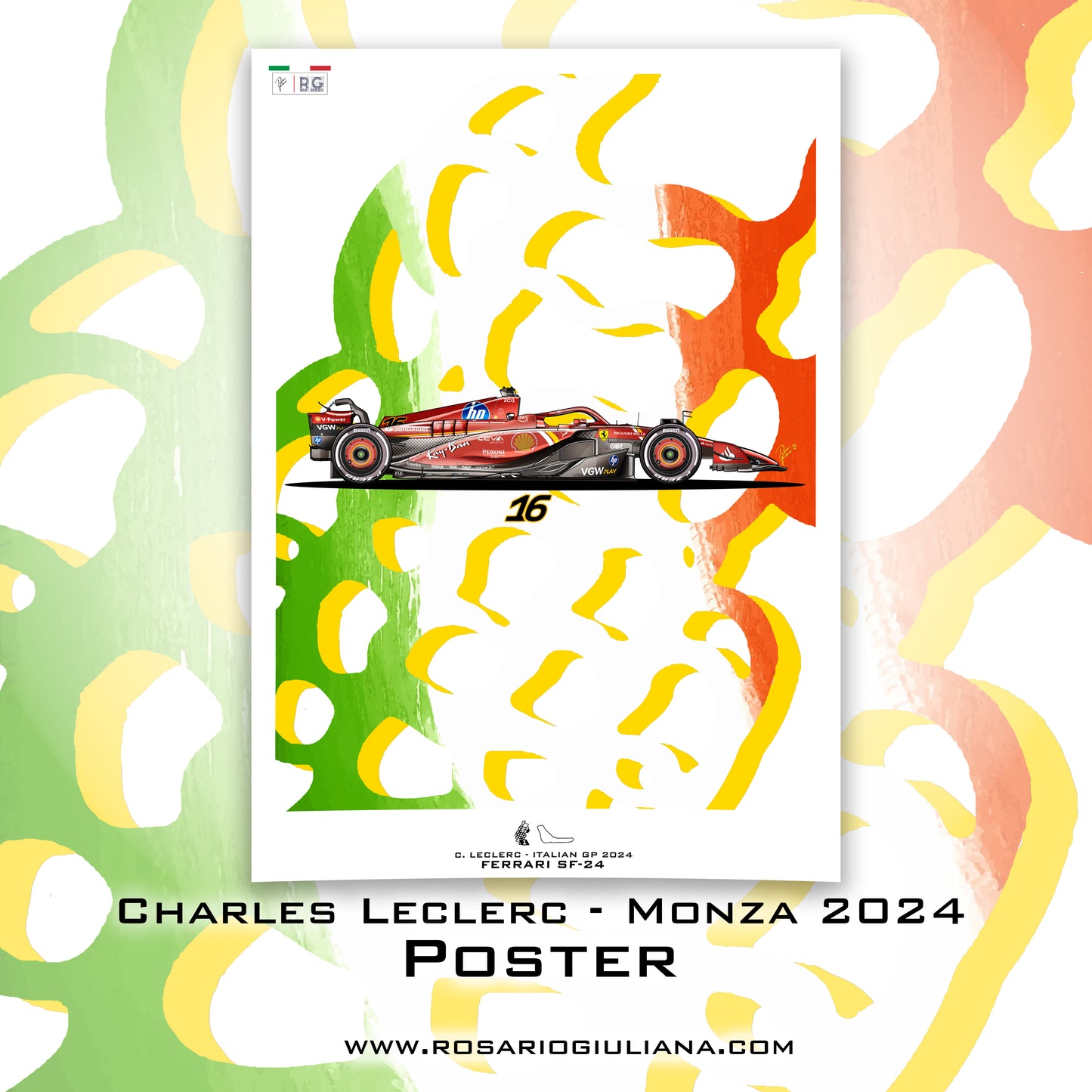 Charles Leclerc - Ferrari SF-24 - Italian GP Monza 2024 - Poster - A2/A3
