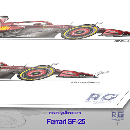 Ferrari SF-25 illustrations Poster - A2/A3