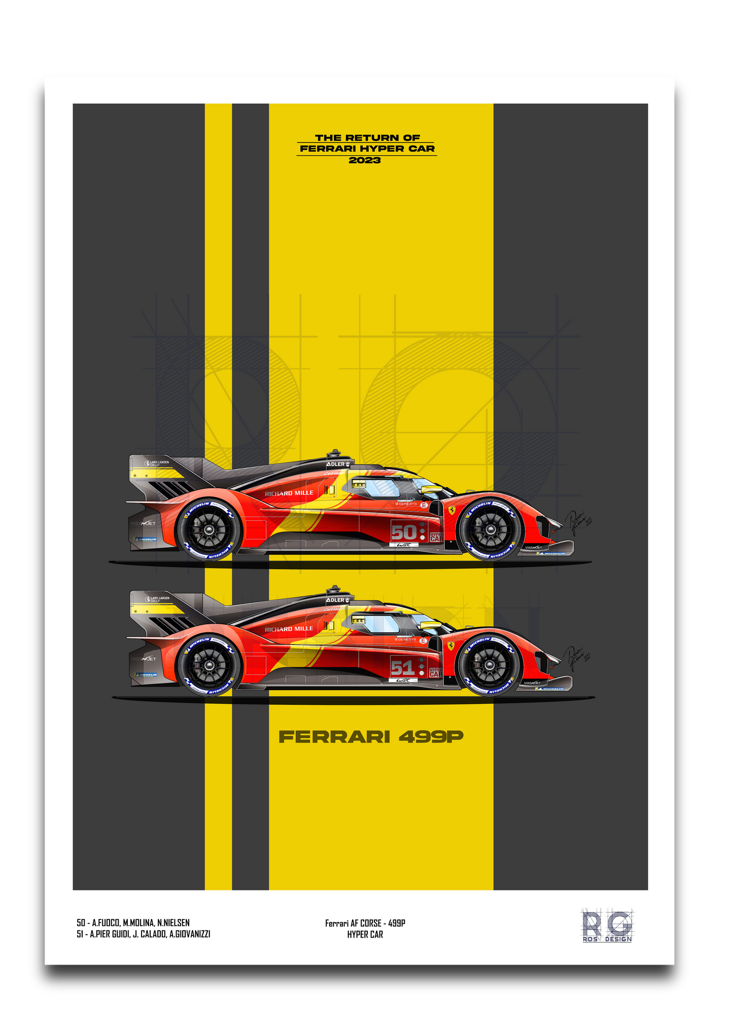 Ferrari 499P HYPER CAR  Poster A2/A3