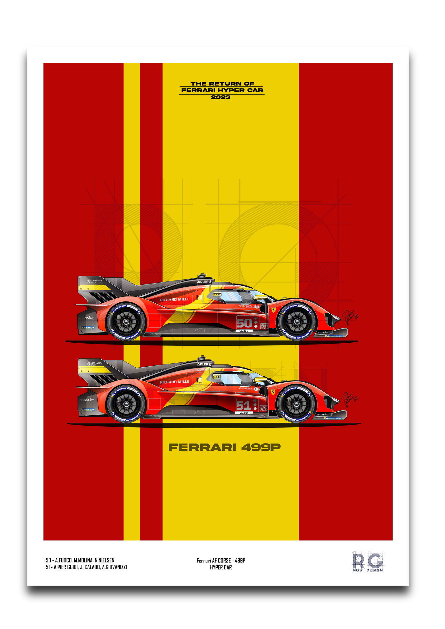 Ferrari 499P HYPER CAR  Poster A2/A3