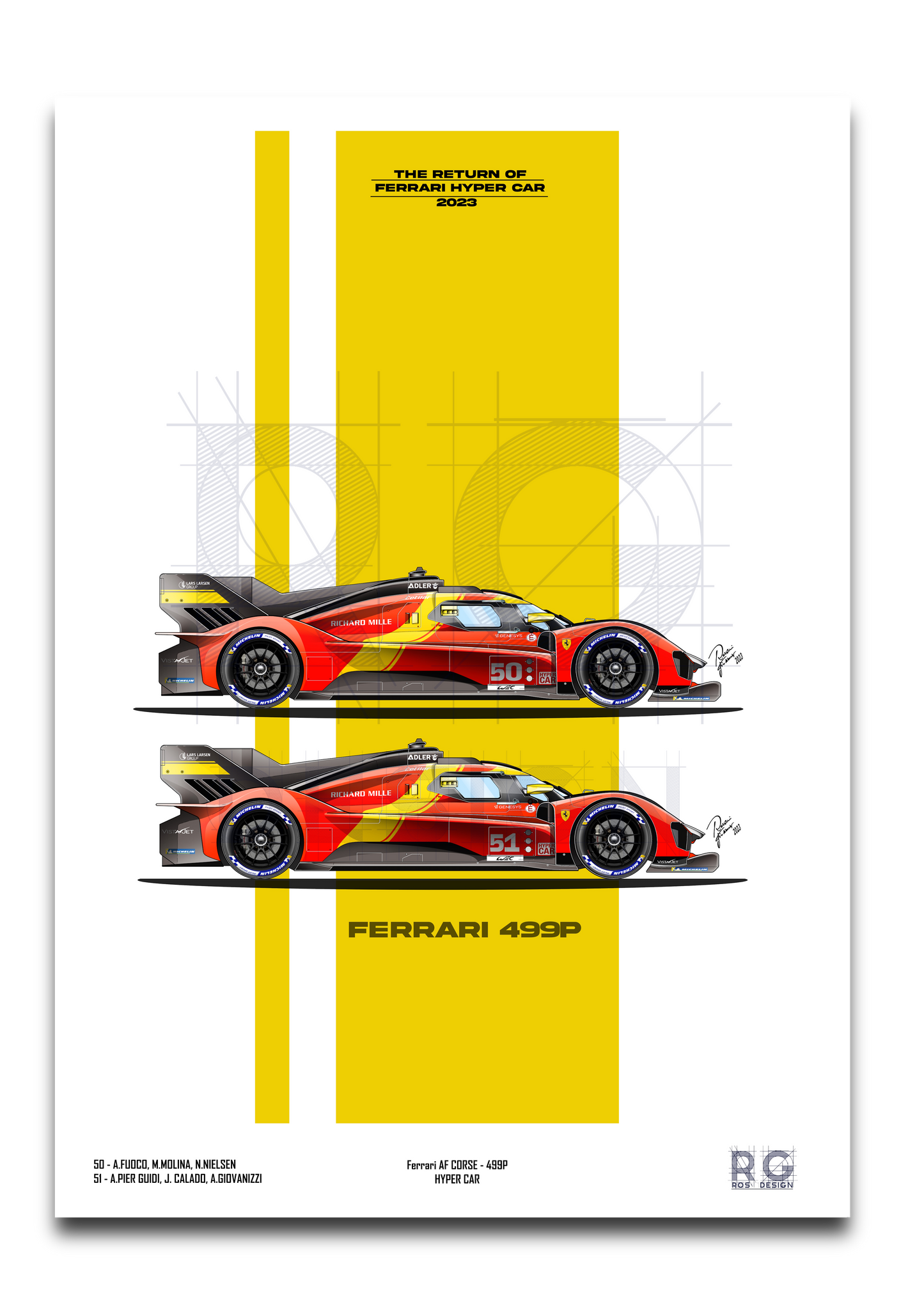 Ferrari 499P HYPER CAR  Poster A2/A3