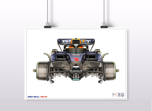 Tech Red Bull RB18 - Chassis sketch -  F1 Art Print A2 A3