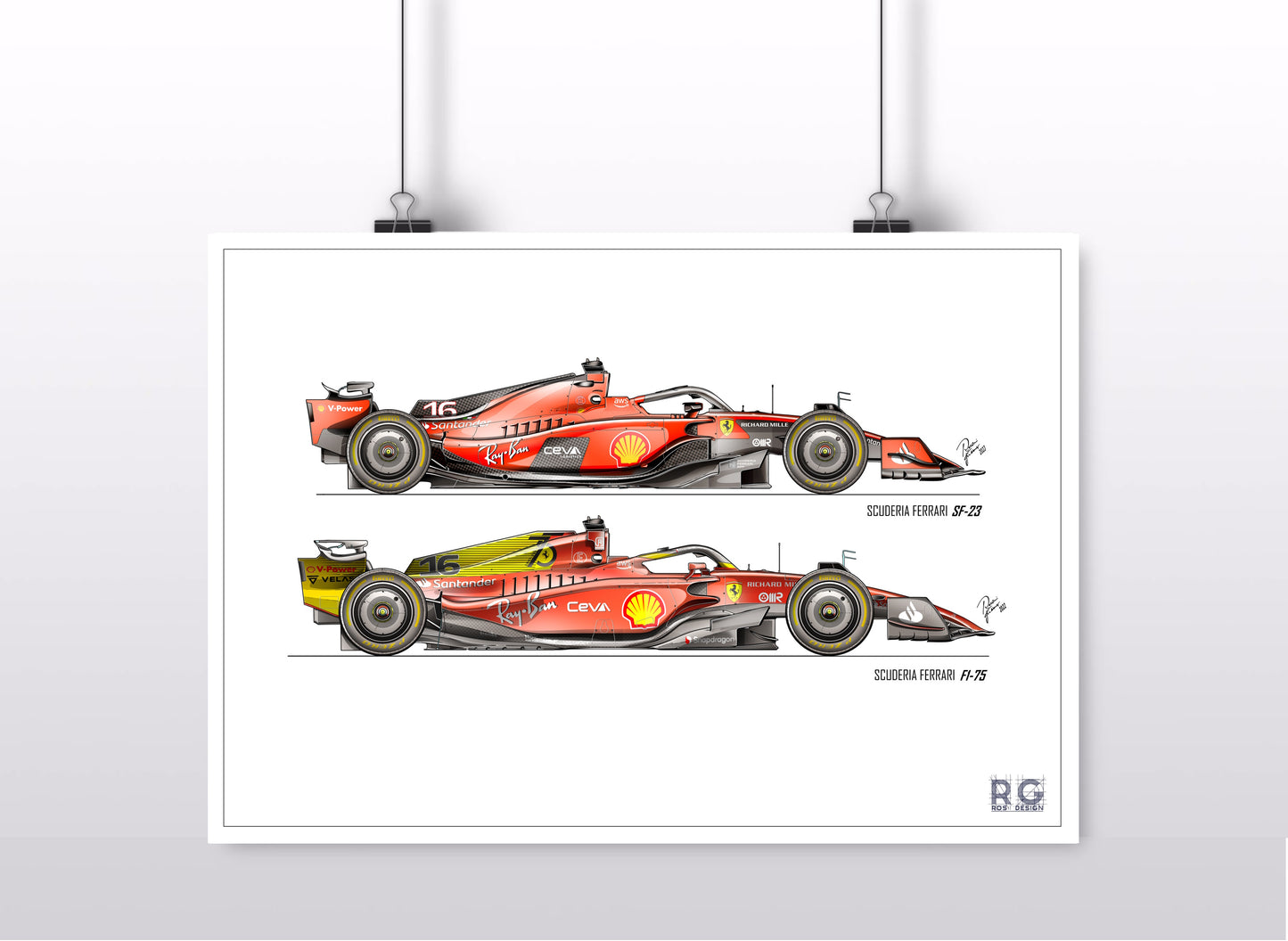 Ferrari SF-23 VS F1-75 - Poster A2/A3