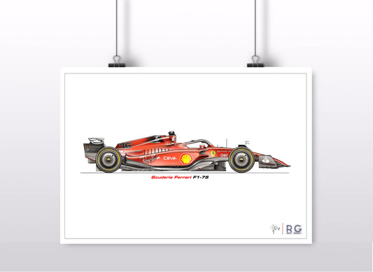 Ferrari F1-75 Art Print - Poster - A2/A3