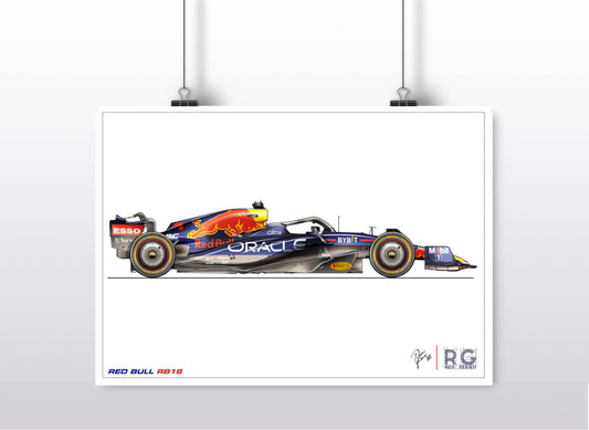 Red Bull RB18 F1 Art Print A2 A3
