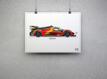 Ferrari 499P Hyper Car Poster - A2/A3