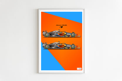 McLaren MCL36 Poster, Lando Norris and Daniel Ricciardo, F1 Art Print A3 A2