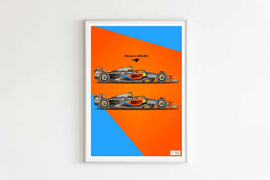 McLaren MCL36 Poster, Lando Norris and Daniel Ricciardo, F1 Art Print A3 A2
