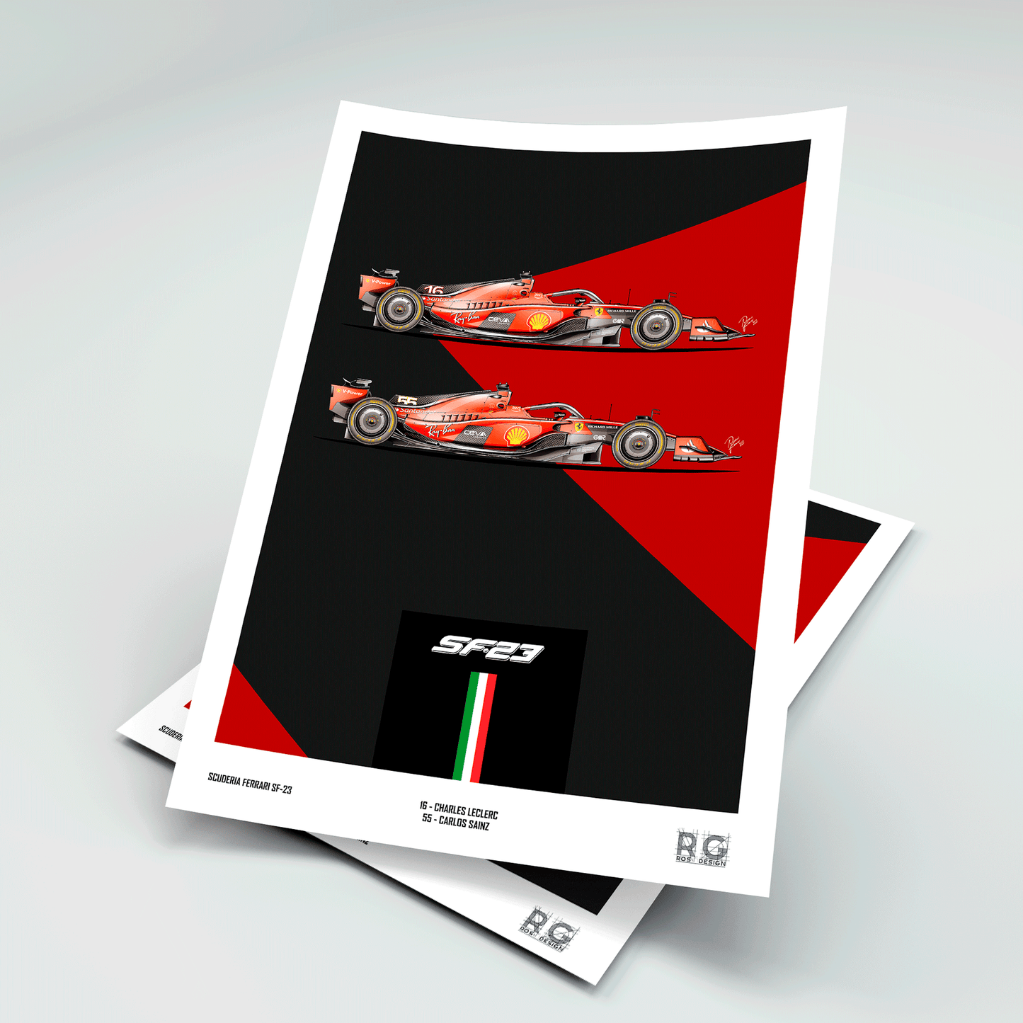 Ferrari SF-23 Leclerc and Sainz  - Poster A2/A3