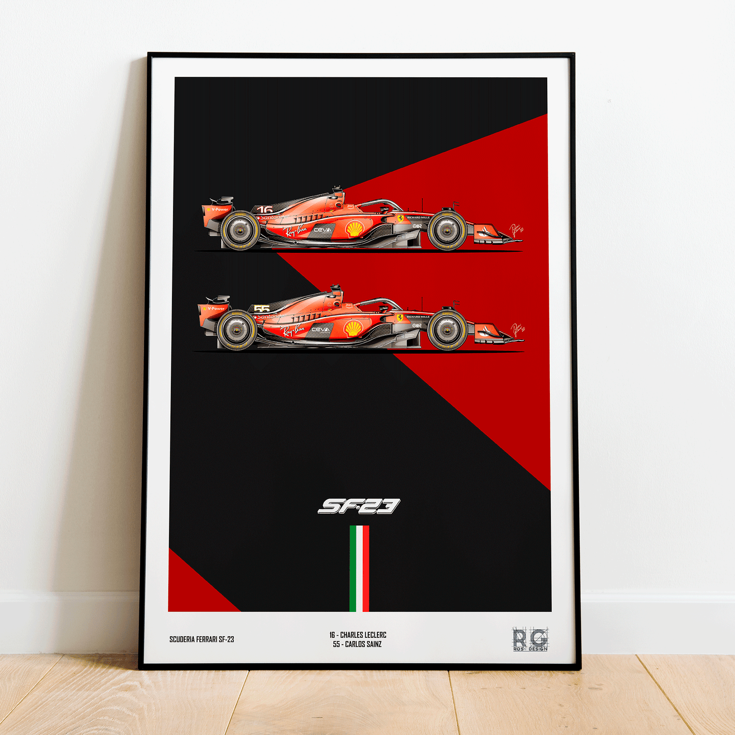 Ferrari SF-23 Leclerc and Sainz  - Poster A2/A3