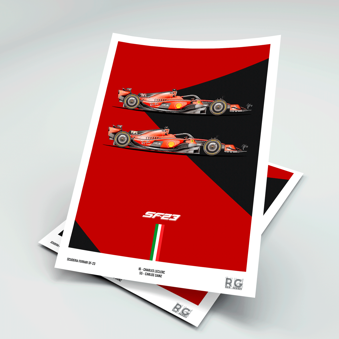 Ferrari SF-23 Leclerc and Sainz  - Poster A2/A3