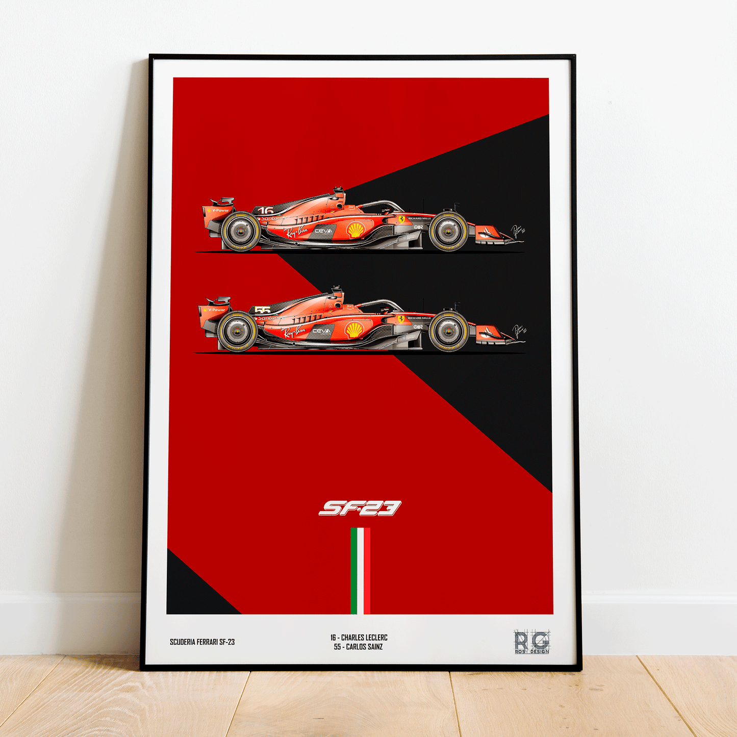 Ferrari SF-23 Leclerc and Sainz  - Poster A2/A3