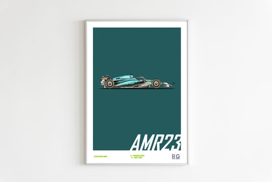 Aston Martin AMR23 F1 2023 Poster A3 A2 - Vertical