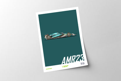 Aston Martin AMR23 F1 2023 Poster A3 A2 - Vertical