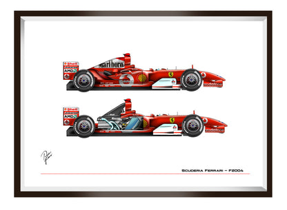 Ferrari F2004 Michael Schumacher technical - Poster A2/A3
