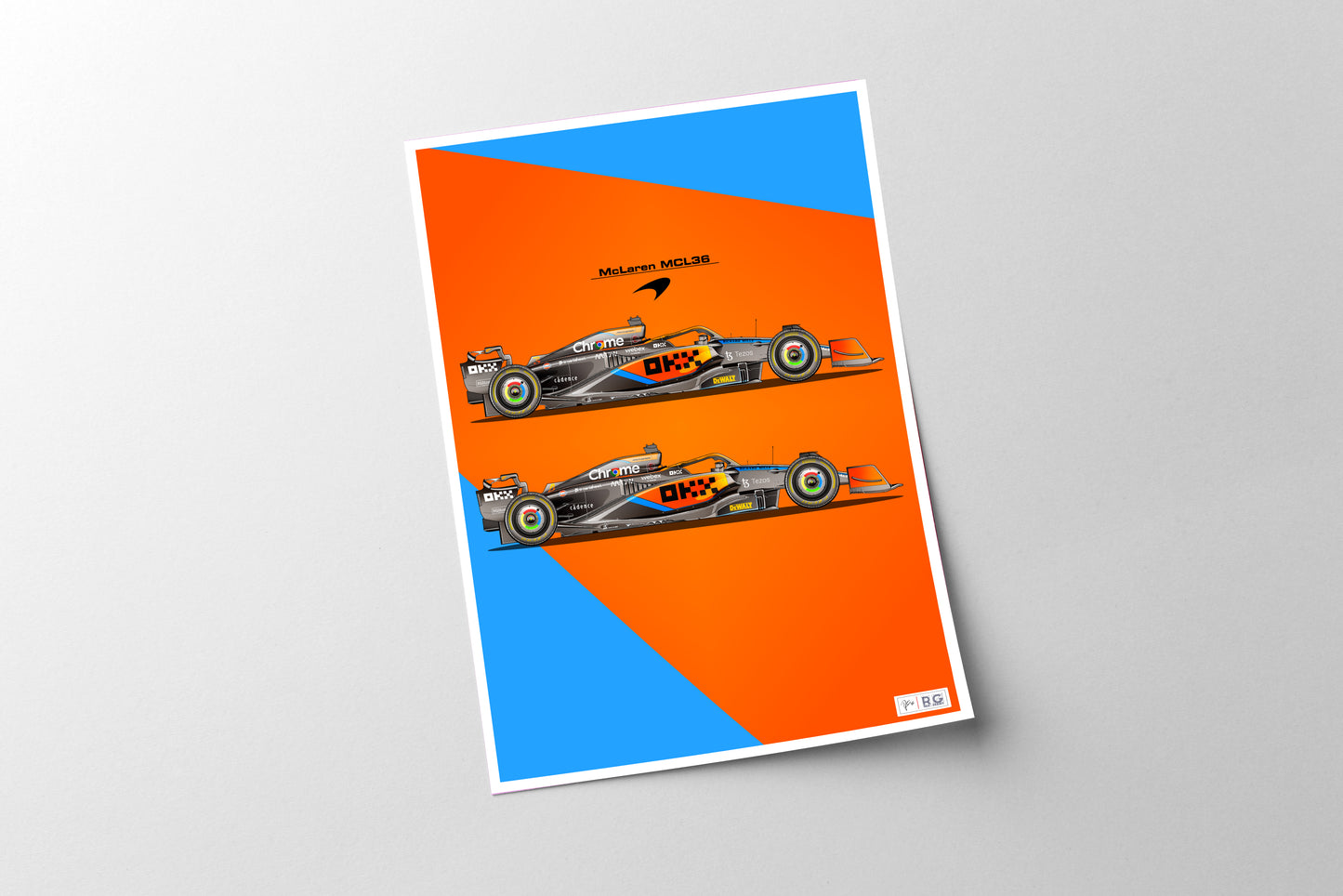 McLaren MCL36 Poster, Lando Norris and Daniel Ricciardo, F1 Art Print A3 A2