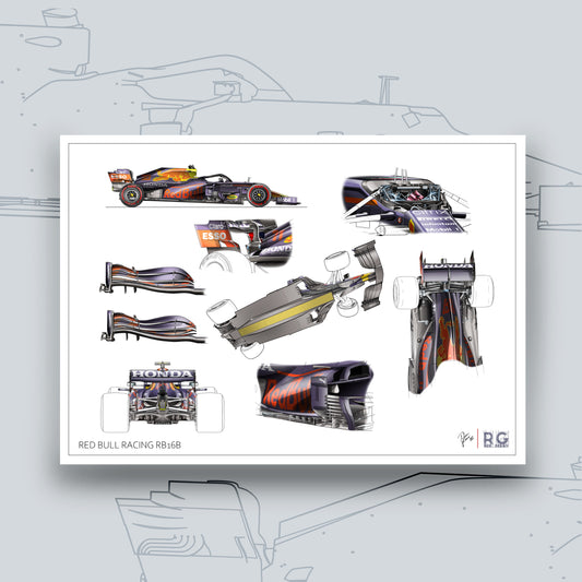 Red Bull Racing RB16B F1 Tech Art Print A2 A3