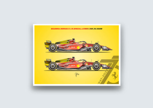Ferrari F1-75 Monza 2022 Special Livery  C. Leclerc and C. Sainz Jr - Poster A2/A3